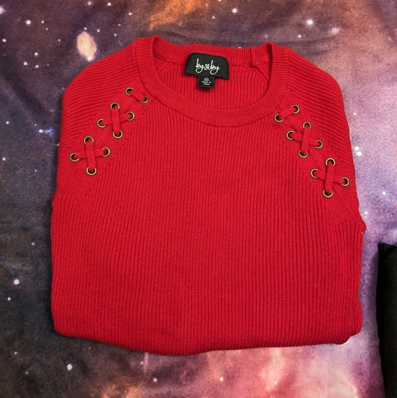 🐞 2 By & By Black and Red Sweater Bundle Size XS - Picture 3 of 9